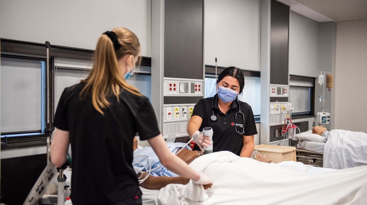 Canadore Nursing students in nursing sim lab